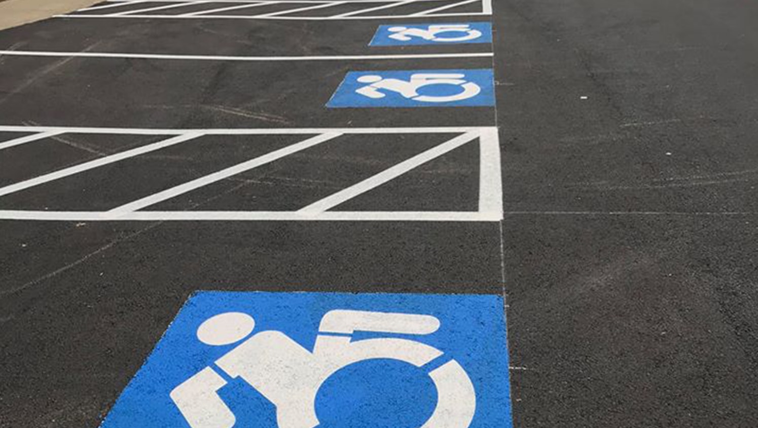 parking lot with handicap stripes