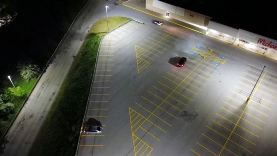 cars parked in newly striped parking stalls at michael's store