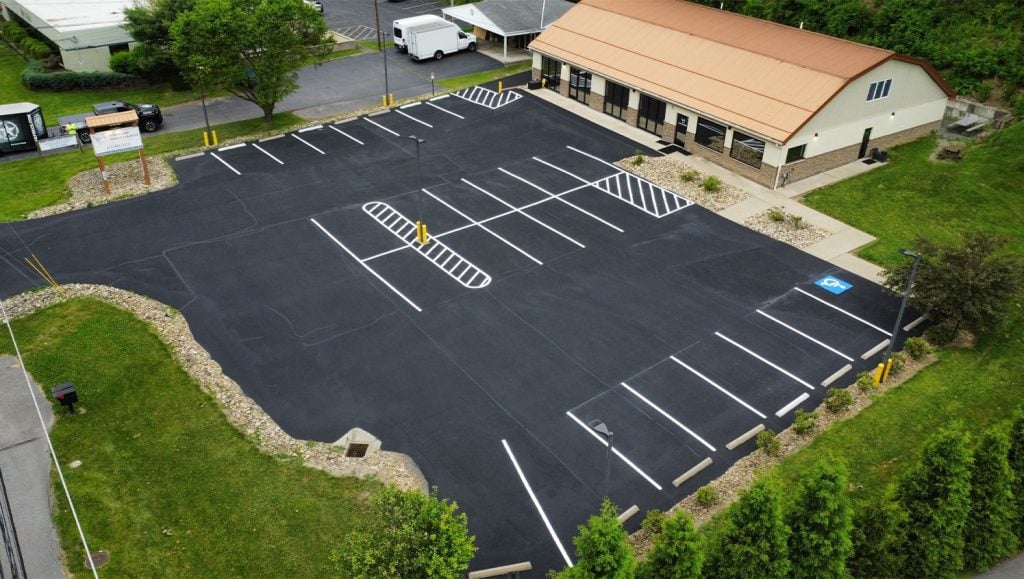 aerial view of Advanced Dental Solutions parking lot with no parking spots