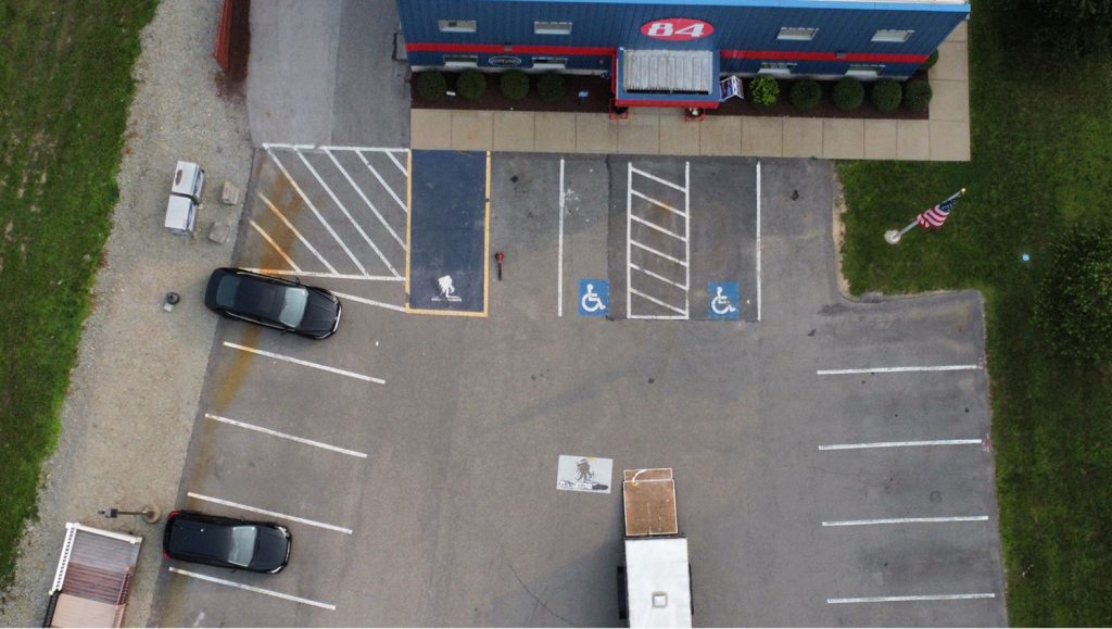 before view of line striping in Bridgeville, PA