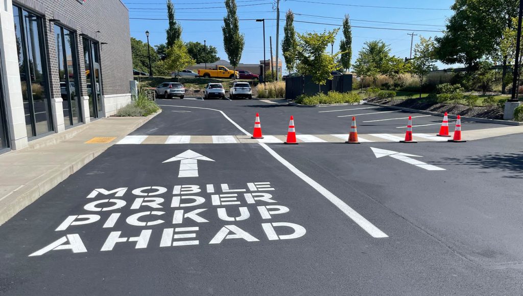 do not enter freshly painted for Chipotle drive thru