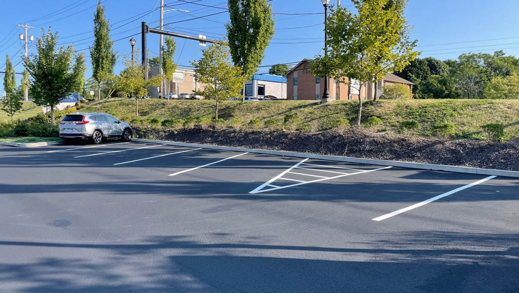 freshly painted parking spots for Chipotle parking lot
