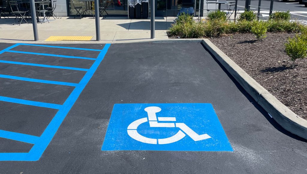 Chipotle parking lot freshly painted