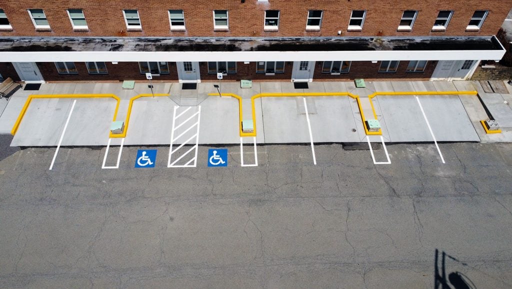 newly striped parking lot