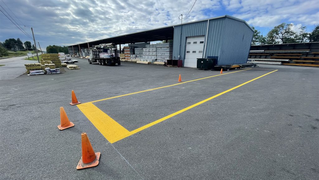 before view of line striping in Cresson, PA