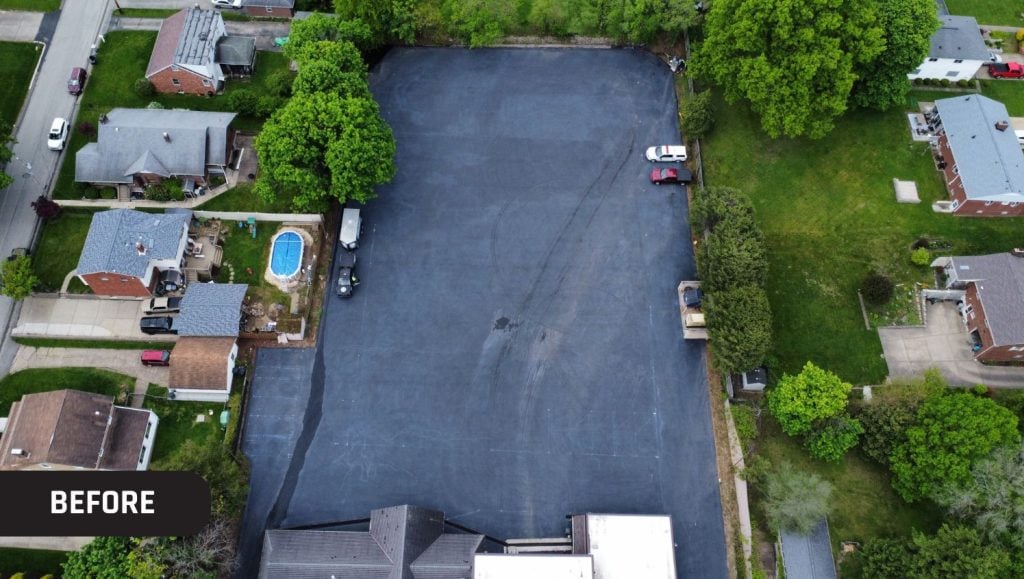 Elfinwild Volunteer Fire Department parking lot before new line markings