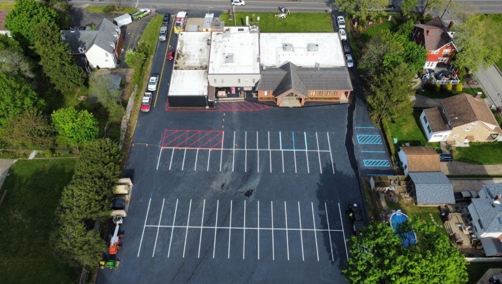 parking spots freshly painted for Elfinwild Volunteer Fire Department parking lot