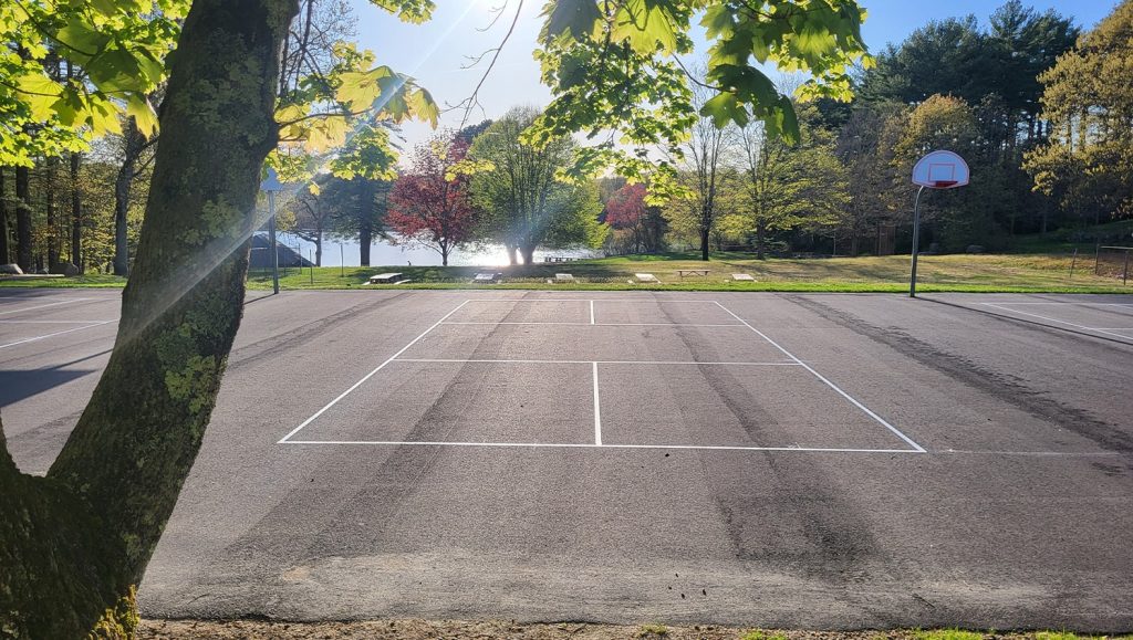 freshly painted lines for pickleball court