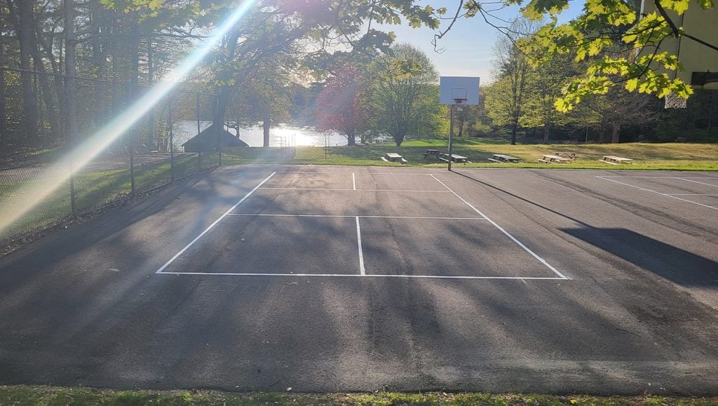 pickleball court with freshly painted lines