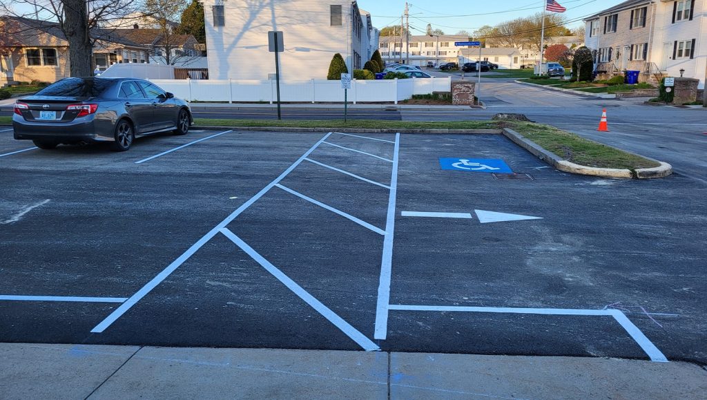 close-up of ada compliance parking spots for Beausoleil & Sons Paving parking lot
