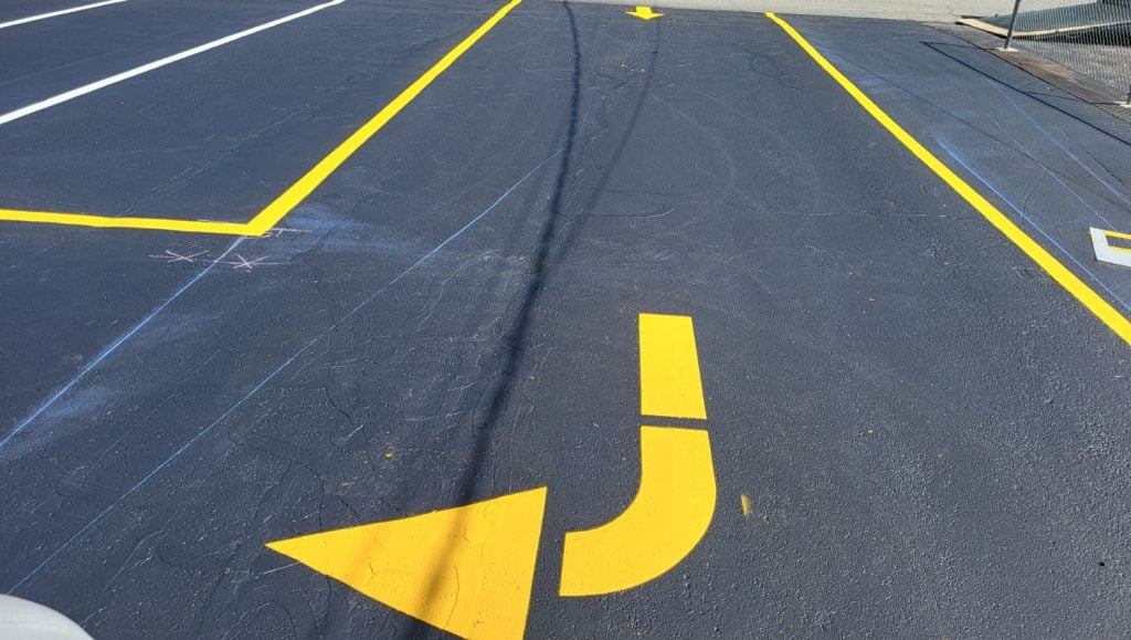 close up of new line stripes