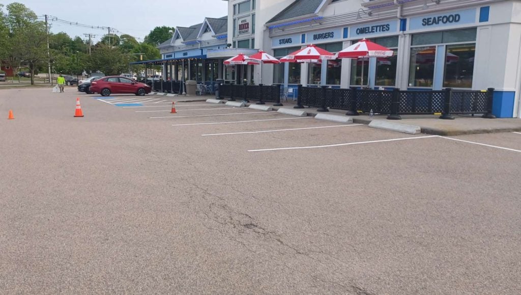 cones placed by work area