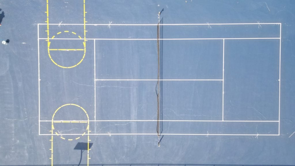 aerial view of basketball court