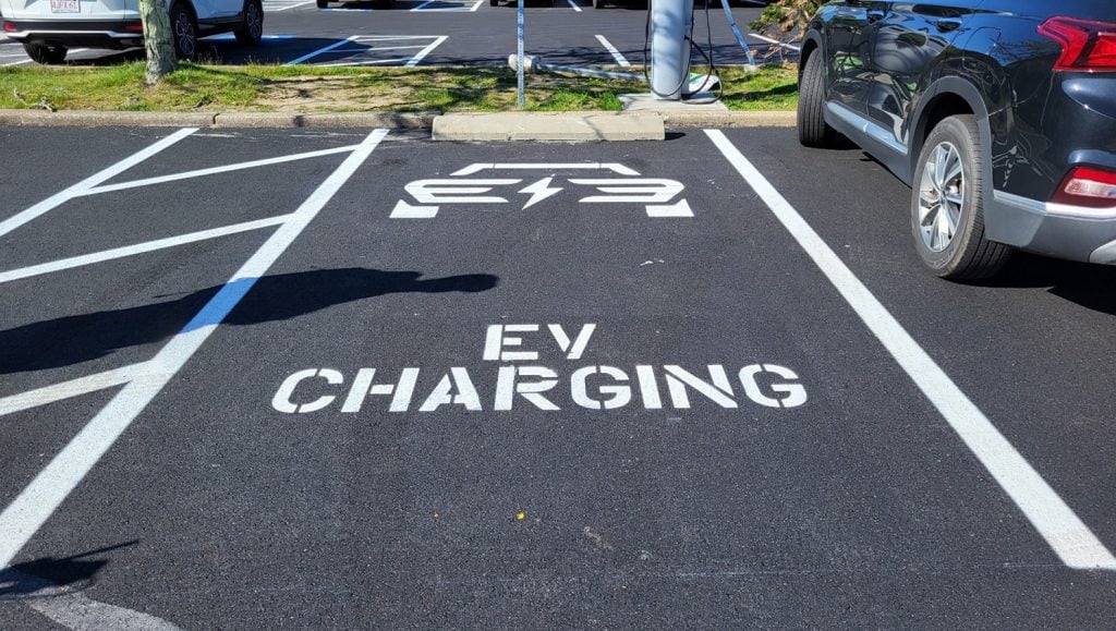 ev charging station markings for Chamberlain Contractors parking lot