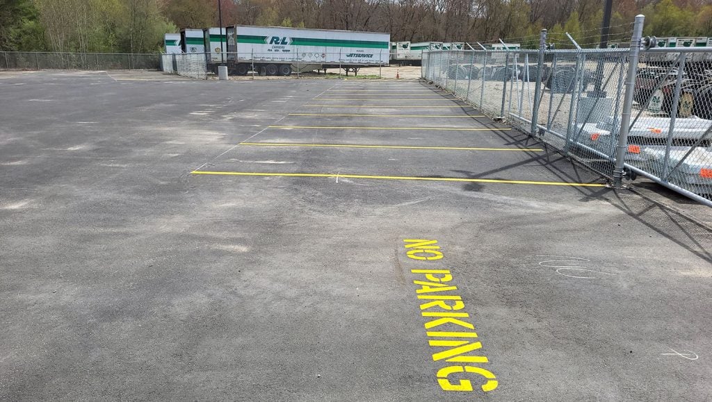 newly striped no parking markings