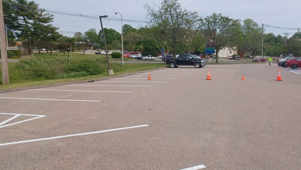 newly striped parking stalls