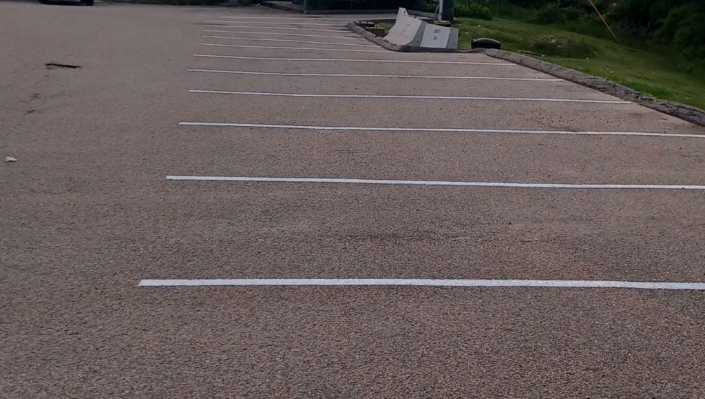 parking lot needing re-striped