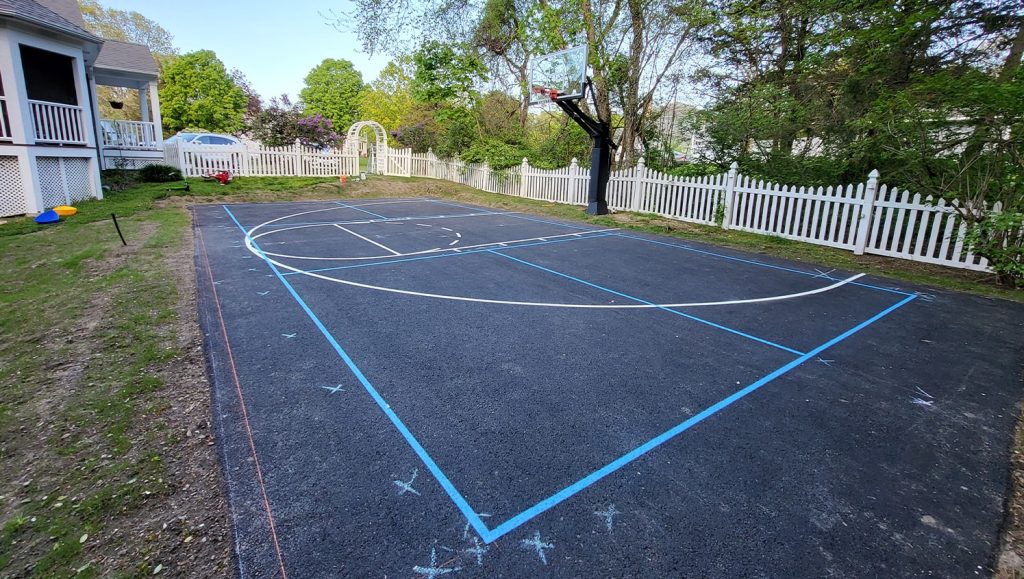 close-up of basketball court for Pietrunti Construction