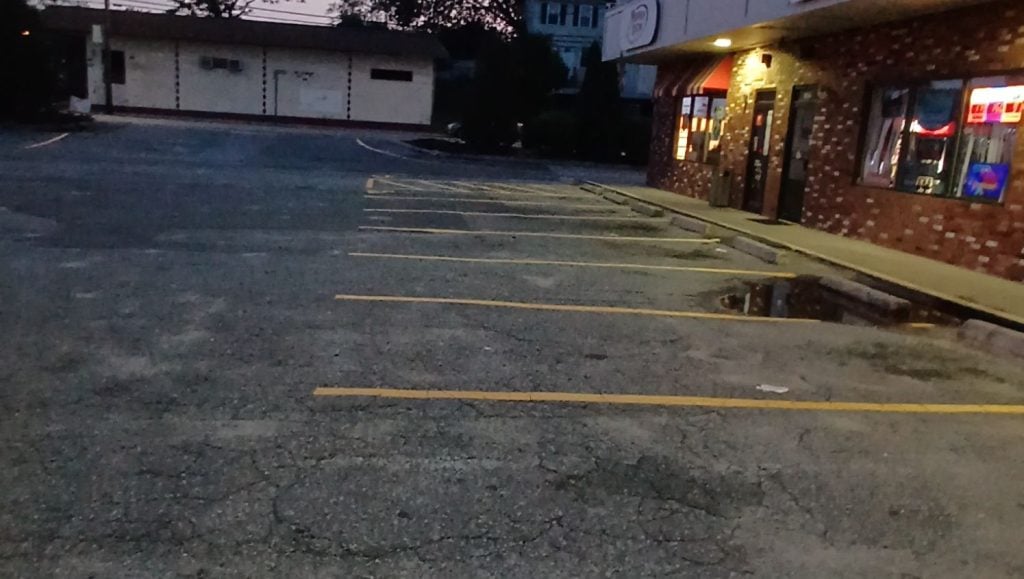 re-striped parking lot spaces