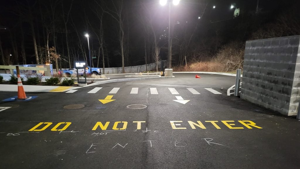 do not enter freshly painted on parking lot