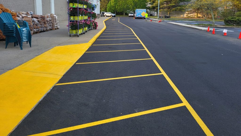 Chamberlain Contractors parking lot with freshly painted lines