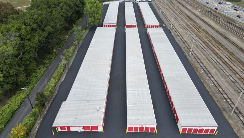 CubeSmart parking lot with fresh pavement maintenance