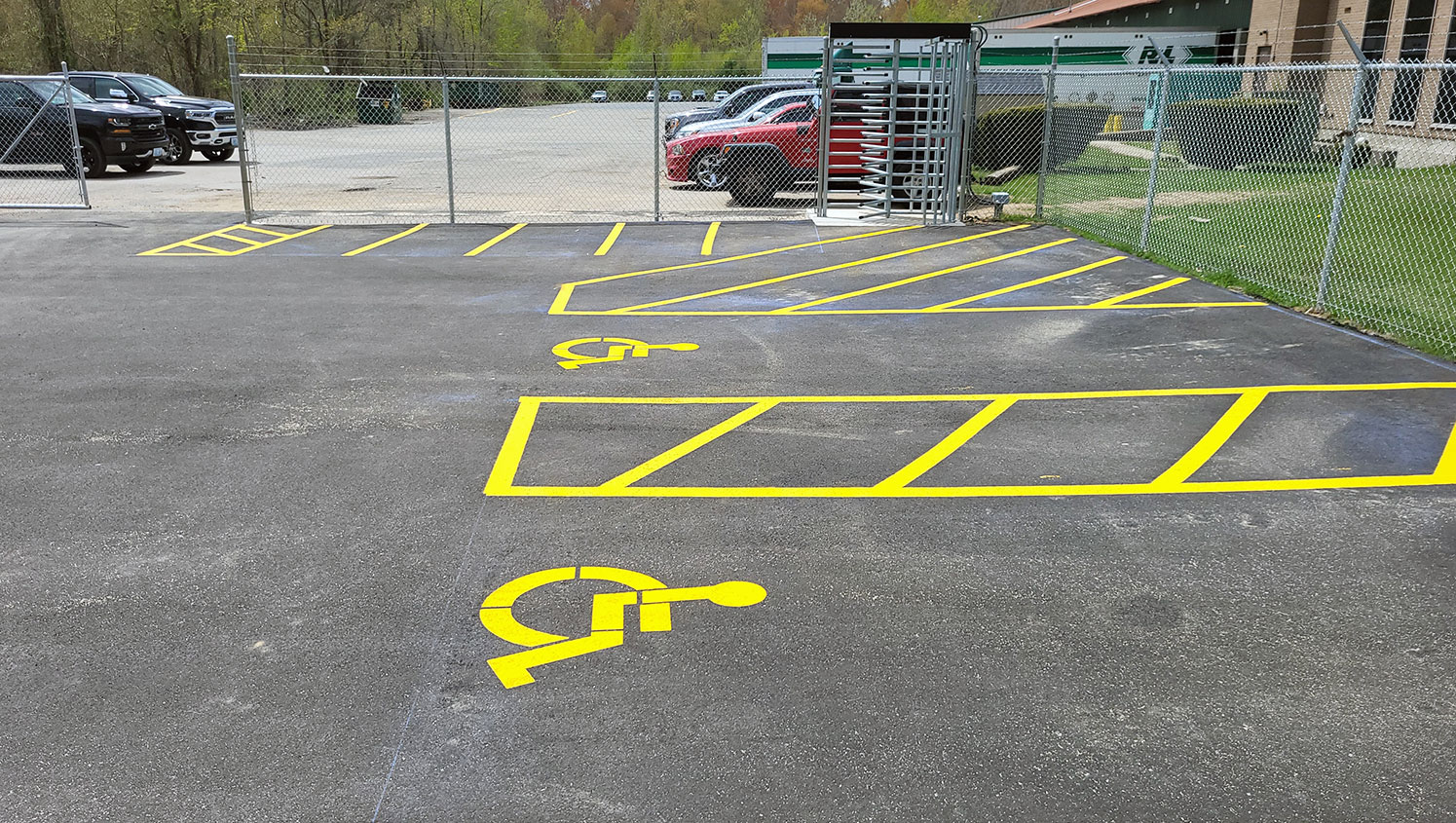 newly striped ada-compliant parking stalls