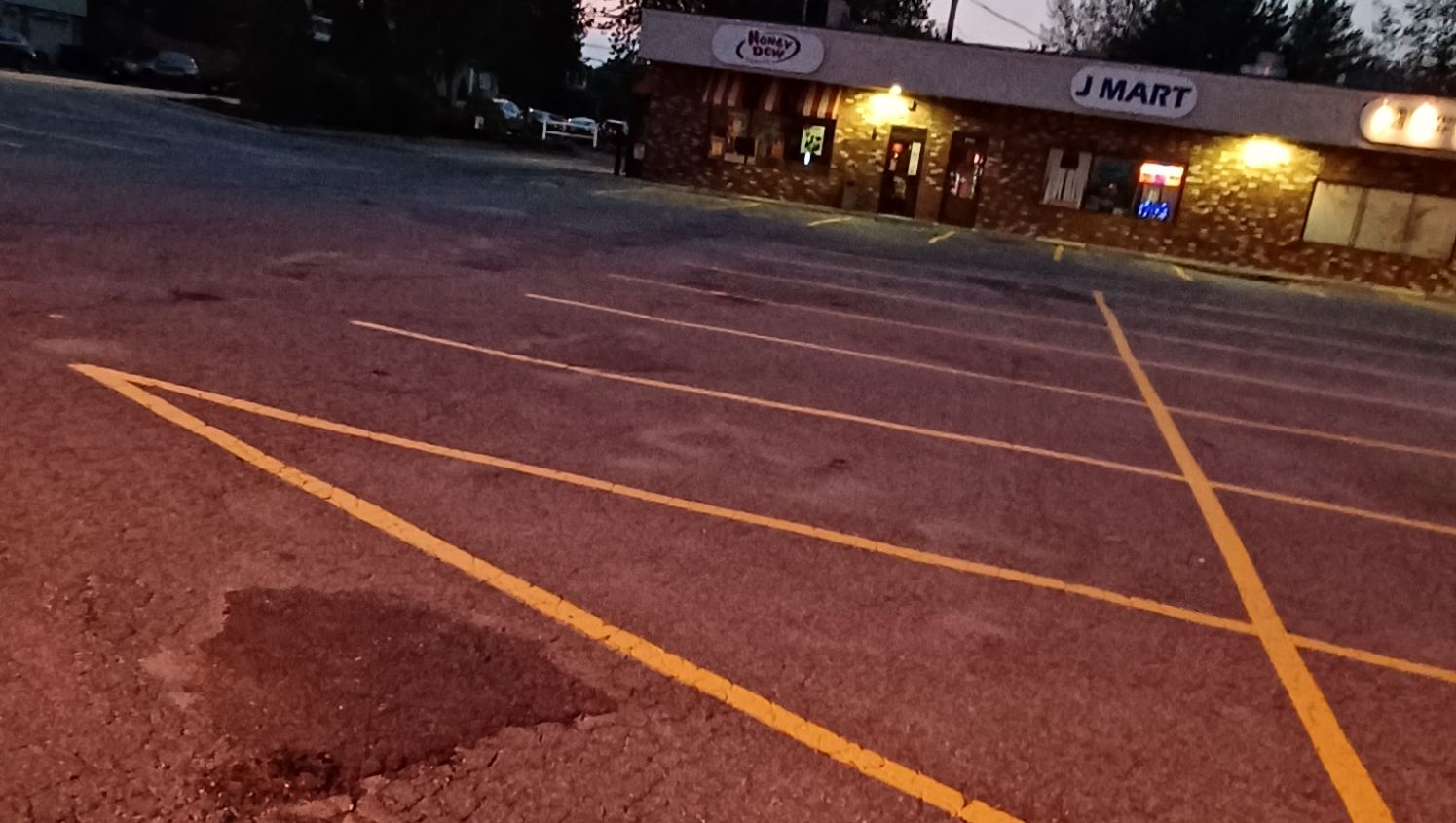 newly striped parking lot stalls