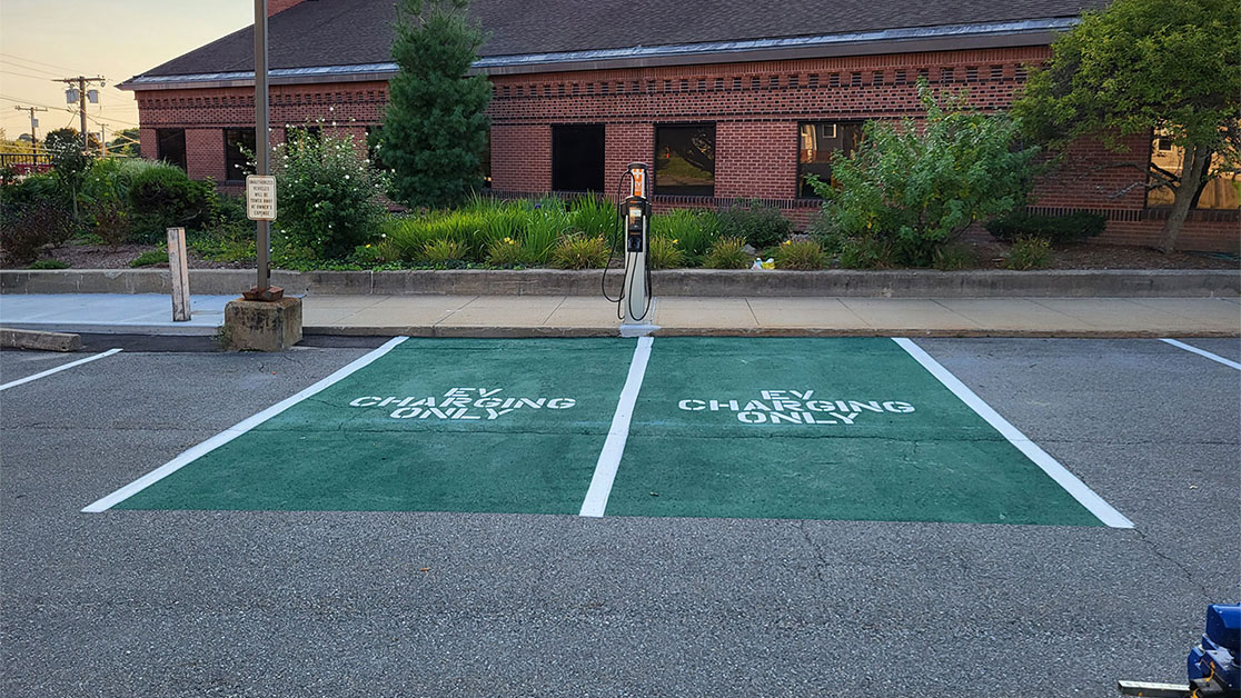 EV charging bay markings in Providence, RI