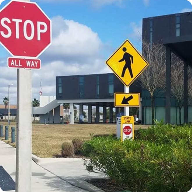 crosswalk sign installation