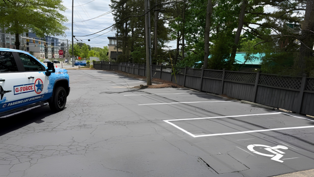Line Striping Work for School of Rock in Chapel Hill, NC
