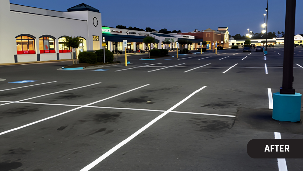 After Line Striping Markings for University Commons in Wilmington, NC