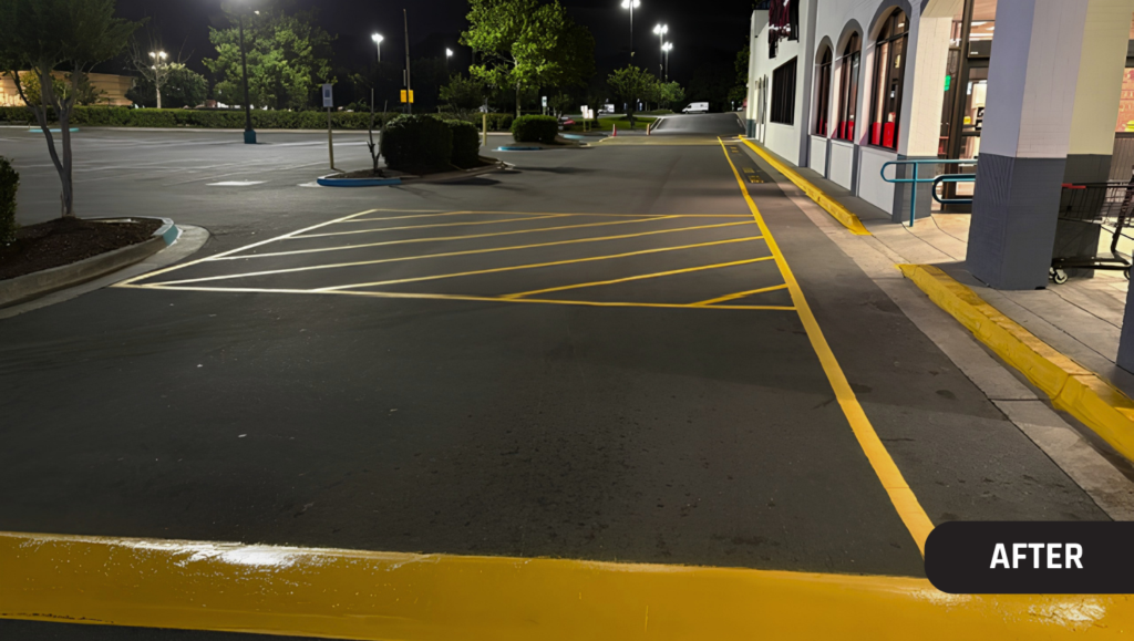 After Line Striping Project for University Commons in Wilmington, NC