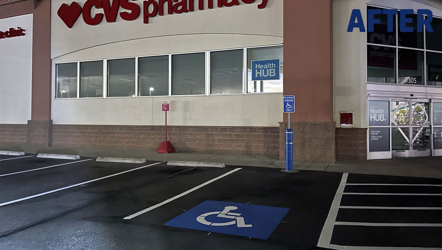 New ADA compliant stalls striped at a CVS in Roy, UT