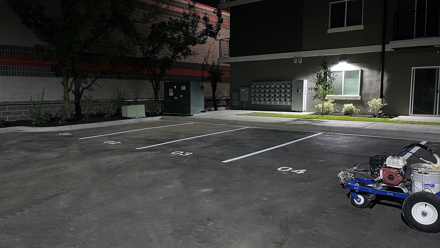 Re-striped parking stalls at Elite Craft Homes in Ogden, UT