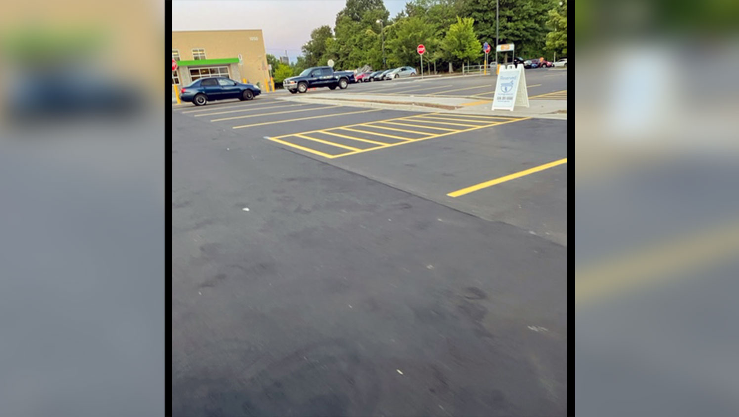 re-striped parking lot markings at greensboro walmart