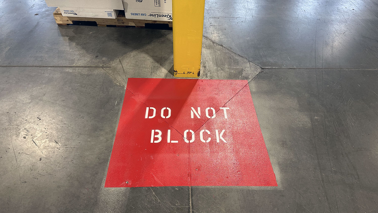 “do not block” marking inside heritage bag’s warehouse