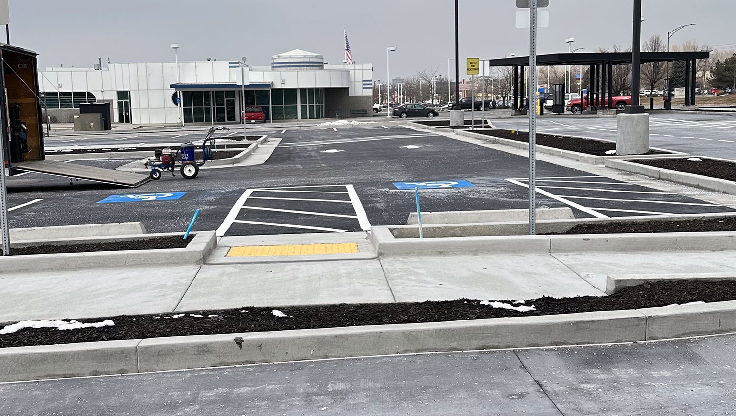 newly striped parking lot in Sandy, Utah