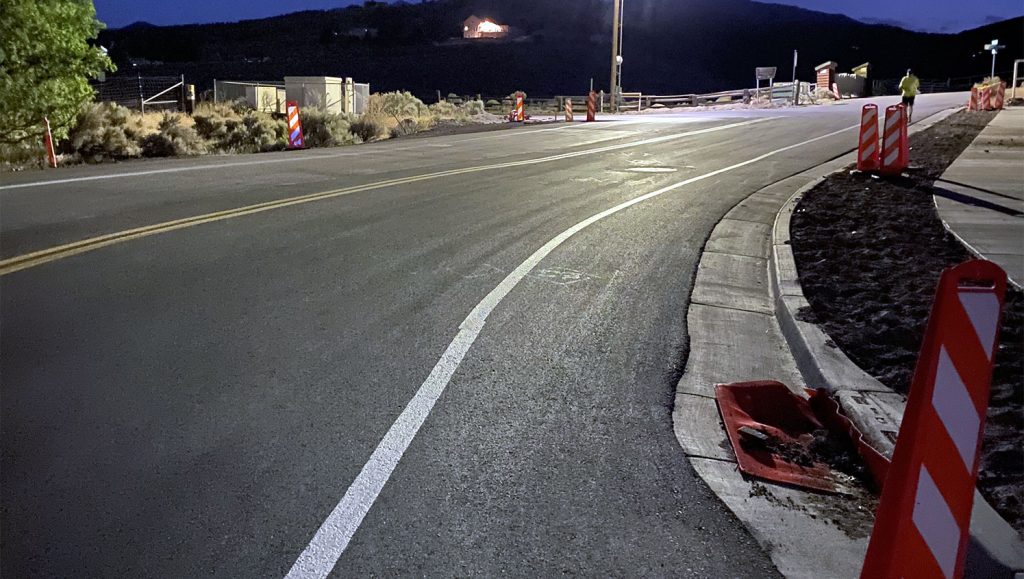 newly striped road in Herriman, Utah