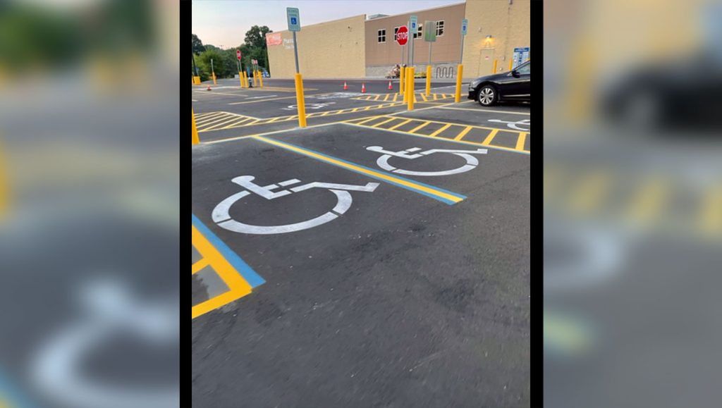 re-striped parking lot markings at greensboro walmart