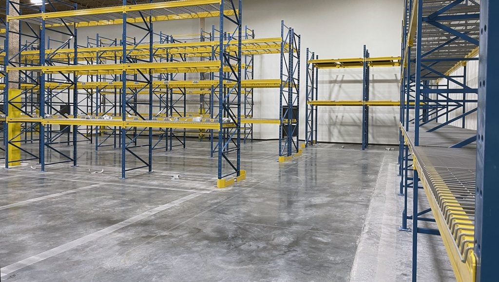 new yellow warehouse floor markings