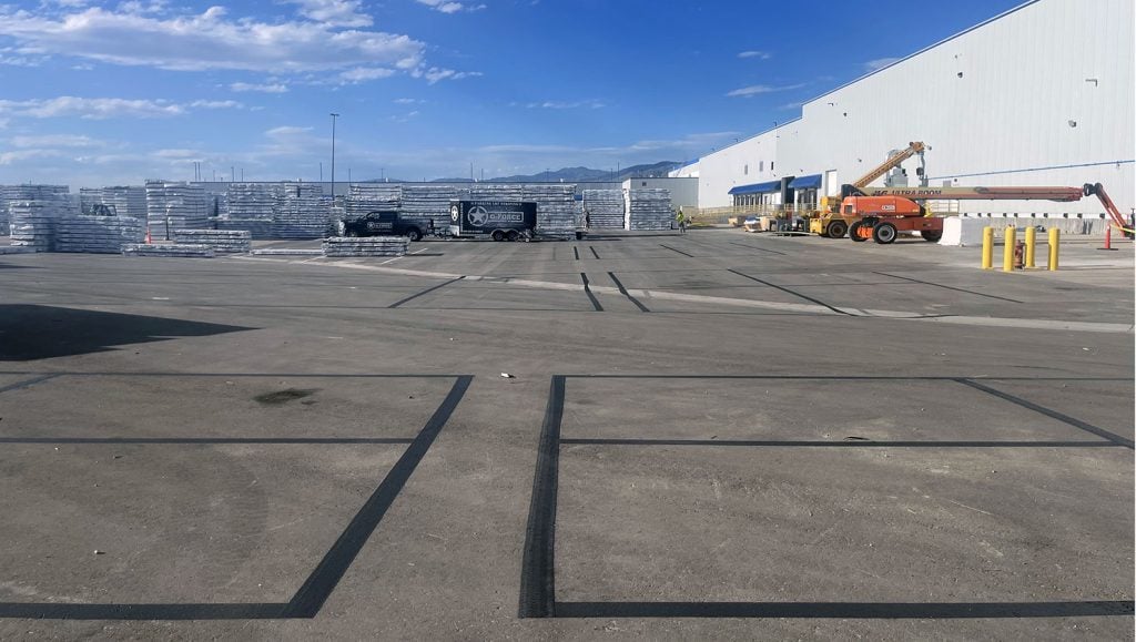 blacked out line markings in line striping project