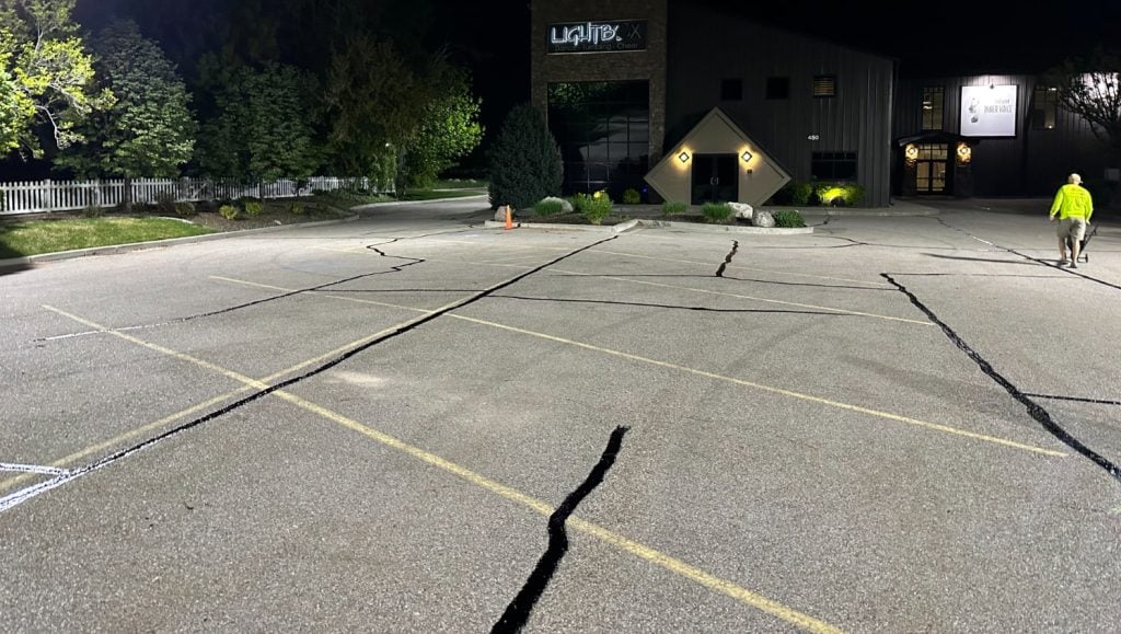 crack sealer on parking lot
