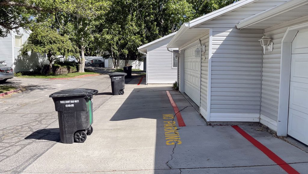 new fire lane striping at Millpond Condos in Stansbury Park, UT