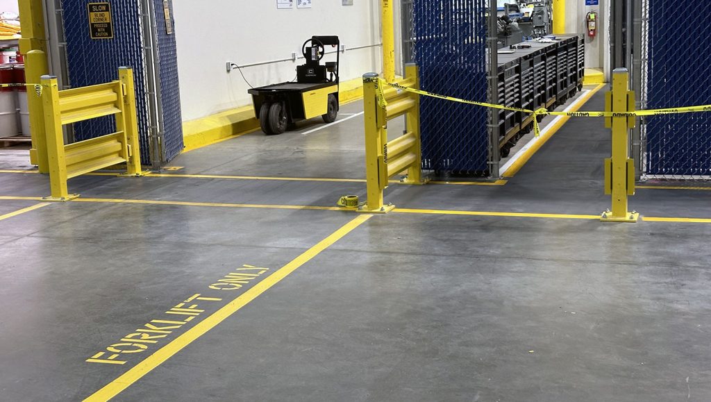 new yellow floor markings