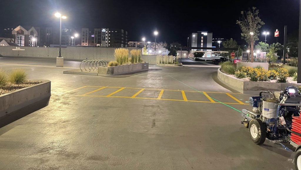 freshly striped crosswalk