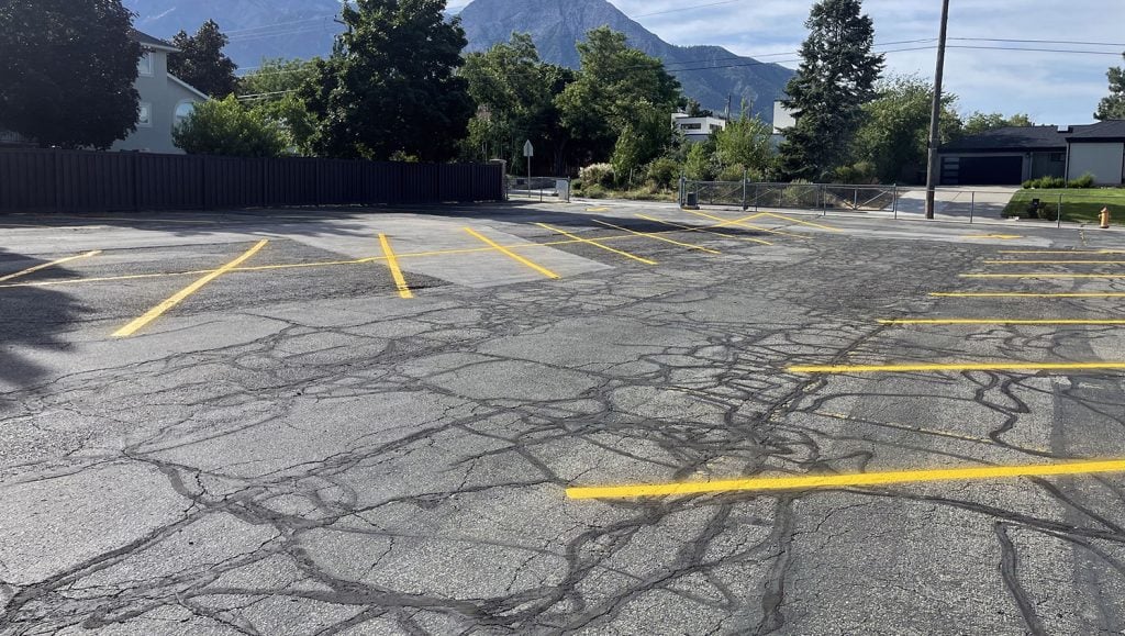 newly striped directional arrows at reid school