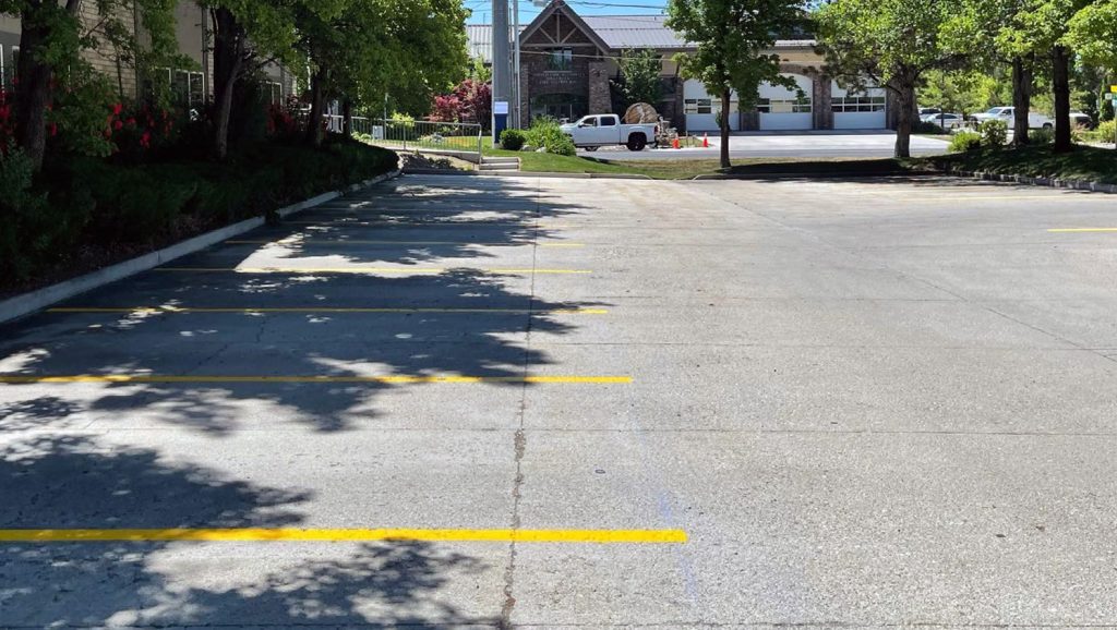 newly painted parking spaces at Pacifica Senior Living Center in Salt Lake City, UT