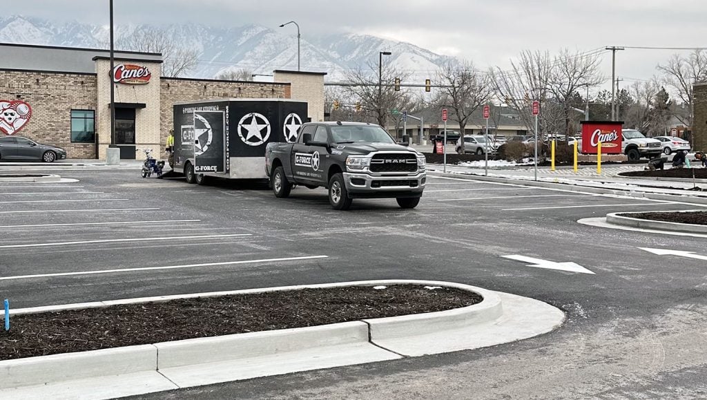 new arrows painted in drive-thru