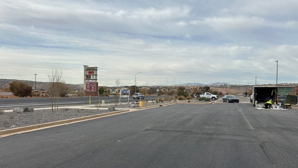 EK Bailey Construction parking lot with freshly painted line markings